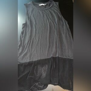 Soft surroundings Black sheer mesh panel bottomed Sleeveless blouse size 1X EUC